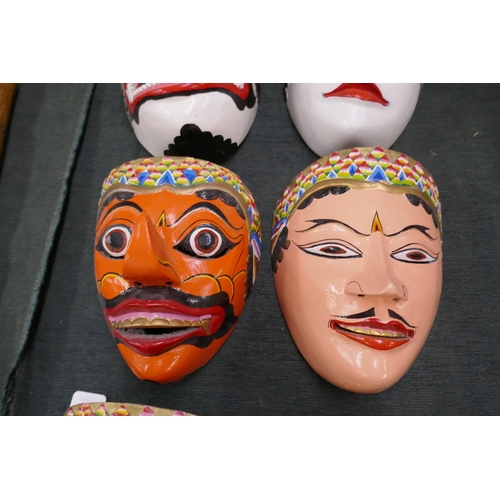 261 - 6 Indonesian hand painted face masks