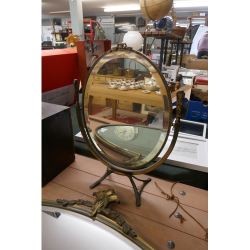 268 - Brass framed swing mirror together with a brass framed wall mirror