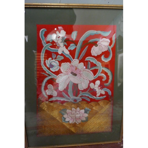 299 - Framed Japanese embroidery on silk