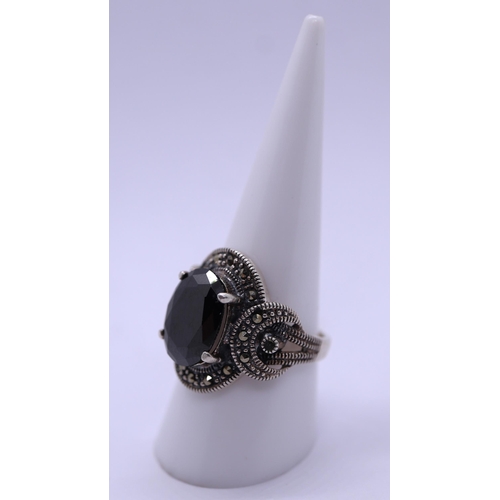 30 - Silver and marcasite stone set ring