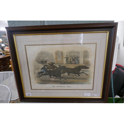 306 - 2 framed prints - 'Hounds throwing off' and 'The Parsons Colt'