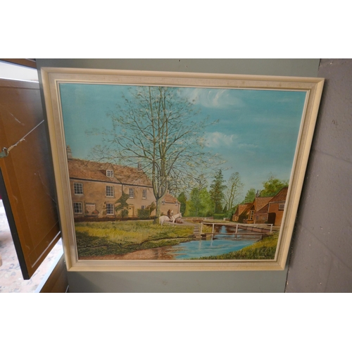 324 - Pair of oils on canvas signed J Grace of Lower & Upper Slaughter - Approx image sizes: 60cm x 50... 