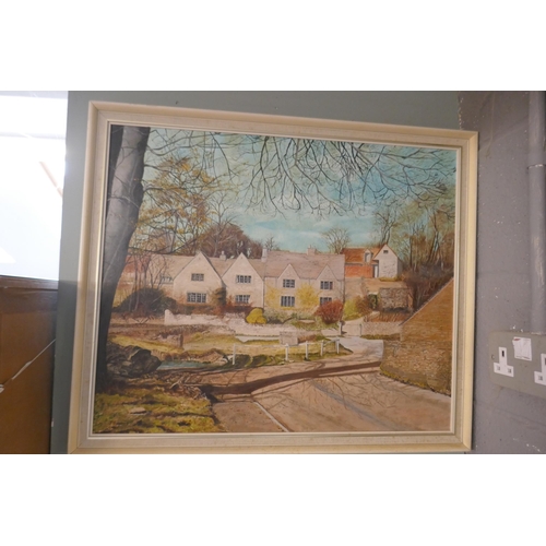 324 - Pair of oils on canvas signed J Grace of Lower & Upper Slaughter - Approx image sizes: 60cm x 50... 