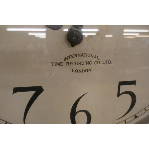 333 - Large International Time Recording Company electric factory clock in working order - Approx diameter... 