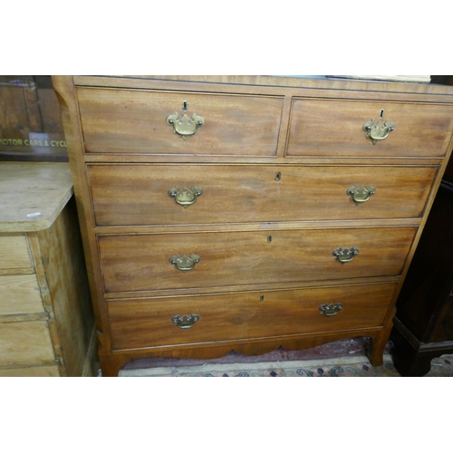 340 - Chest of 2 over 3 drawers on spayed legs - Approx size W: 106cm D: 50cm H: 104cm