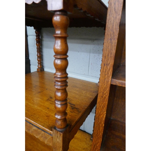 351 - 3 tier oak shelf with drawer to base