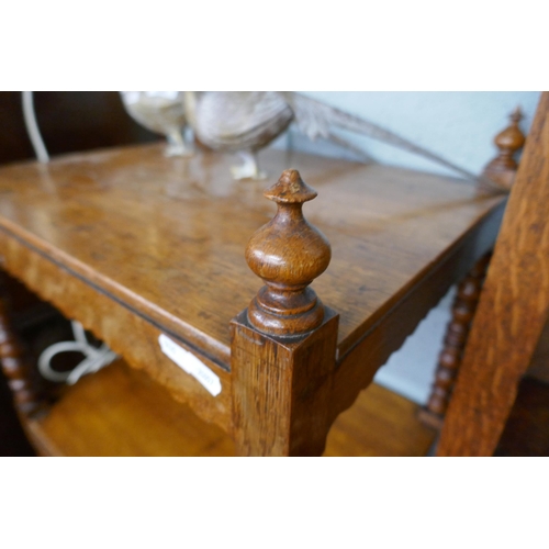 351 - 3 tier oak shelf with drawer to base