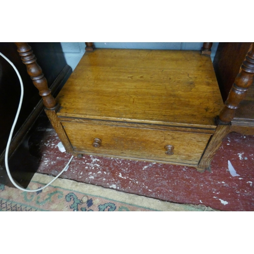 351 - 3 tier oak shelf with drawer to base