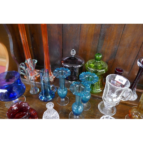 406 - Collection of coloured glass