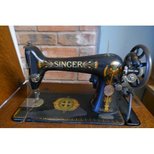 410 - Singer sewing machine table & sewing machine