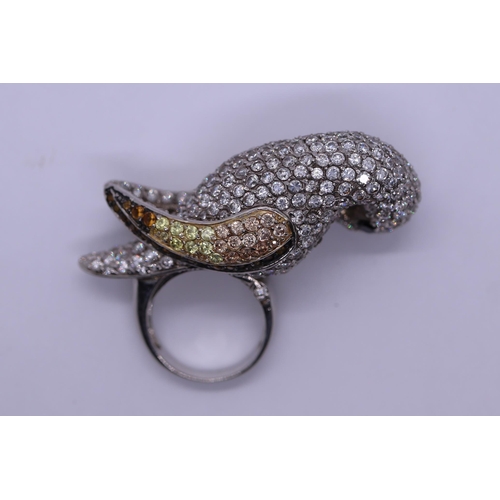 42 - Magnificent silver parrot ring