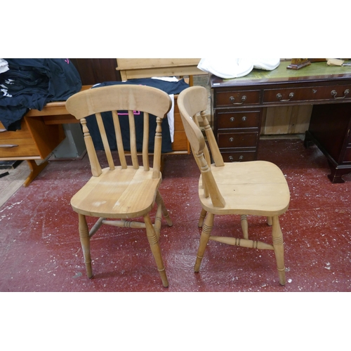 428 - Set of 4 beechwood slat back dining chairs - 1 A/F