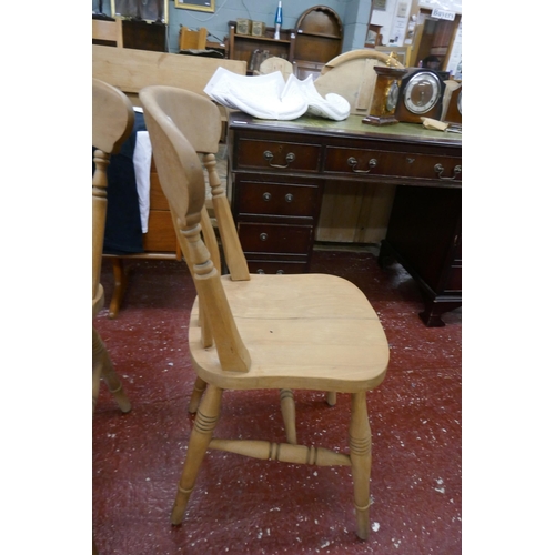 428 - Set of 4 beechwood slat back dining chairs - 1 A/F