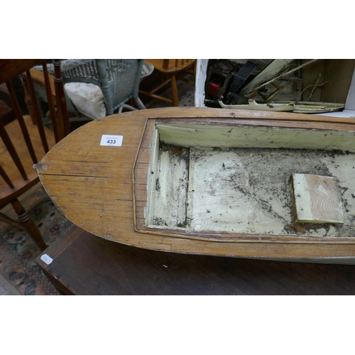 433 - 1950s Scratch built wooden boat A/F