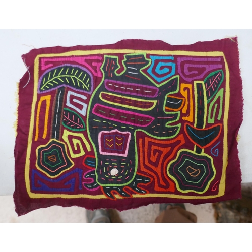 466 - Hand embroidered throw adorned with elephants together with another