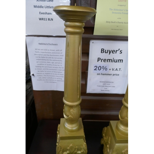 478 - Pair of large gilt candlesticks - Approx height: 63cm