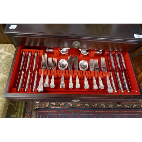 479 - Canteen of Kings pattern cutlery in 3 drawer cabinet - Approx size W: 64cm D: 39cm H: 68cm