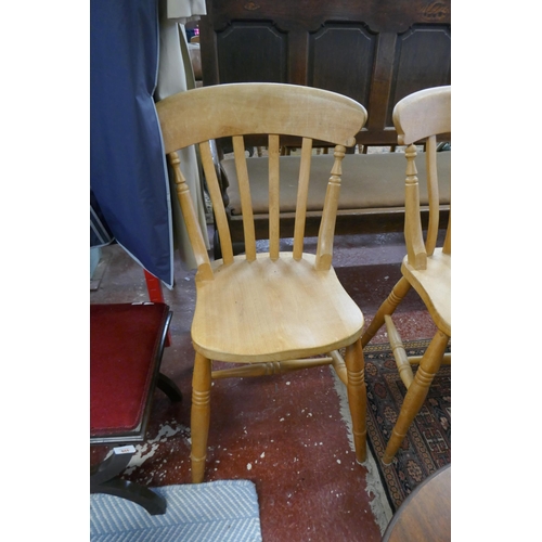 489 - Set of 4 beechwood slat-back dining chairs