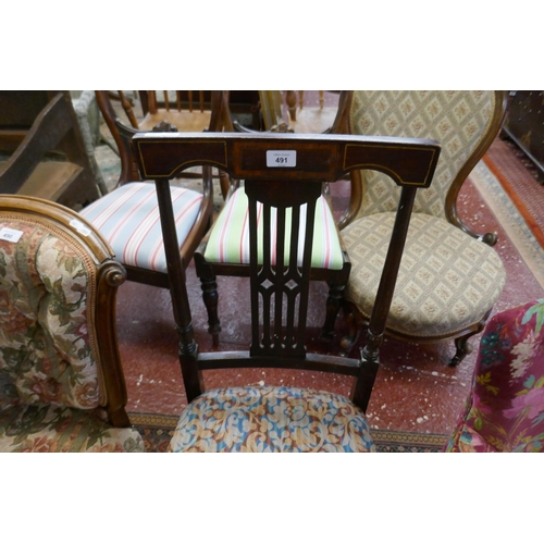 491 - Interesting inlaid bedroom chair