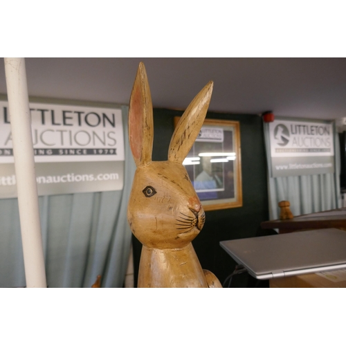 524 - Large wooden articulated rabbit figure