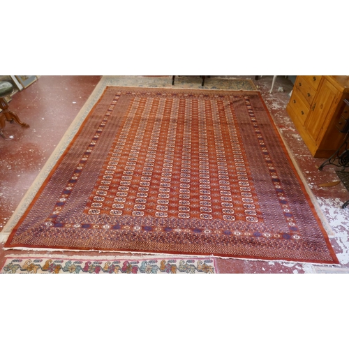 529 - Mori superfine Bokhara red patterned rug - Approx size: 258cm x 328cm