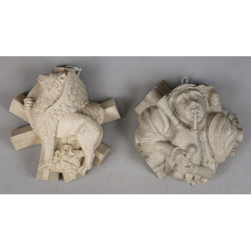 184 - 2 cathedral ceiling boss plaques - Winchester and Tewkesbury