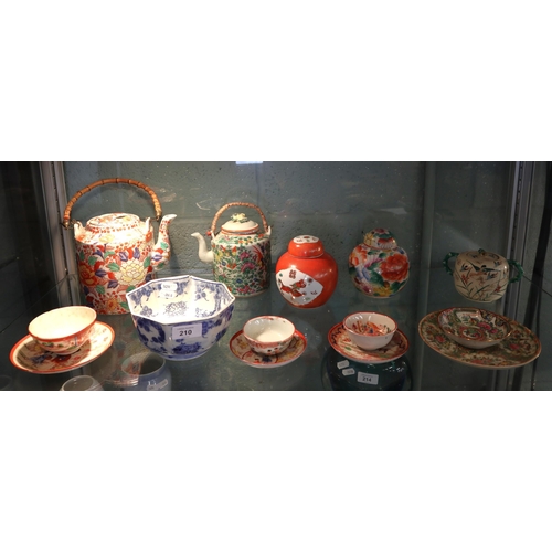 210 - Collection of Oriental ceramics to include teapots ginger jars etc.