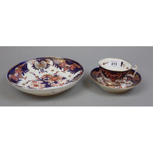 213 - Derby crown trio Circa 1830 comprising tea cup, dished saucer & dished bowl with floral decorati... 