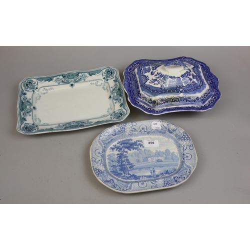 259 - 3 piece of blue and white china to include Elkin Knight and Co.