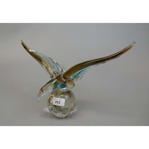 262 - Glass bird paperweight possibly Murano - Approx height: 25cm