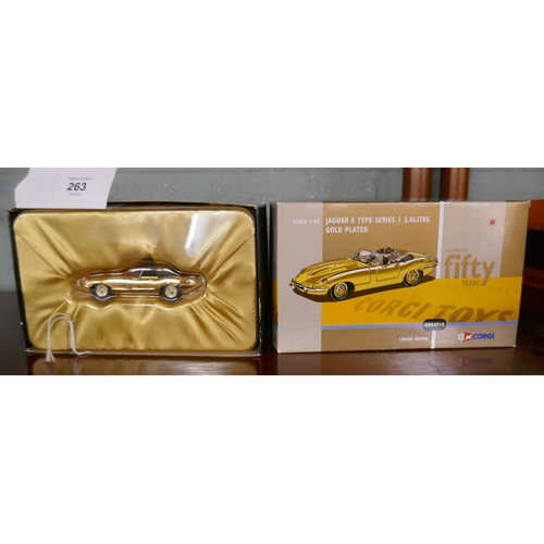 263 - Corgi gold plated 50th Anniversary E-Type convertible, AN04910 1 of 50