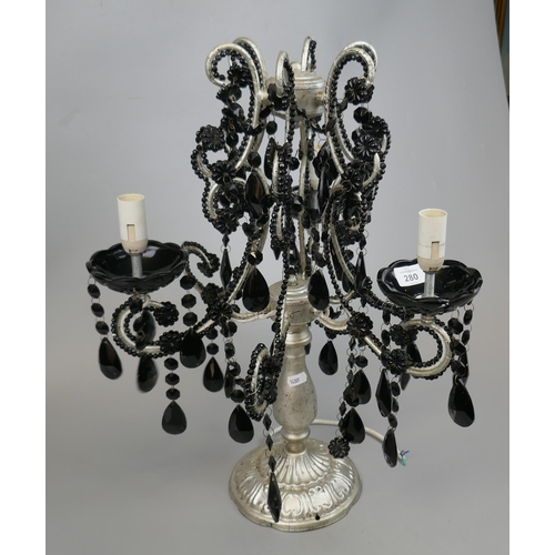 280 - Table top chandelier with 3 bulb fitting - Approx height: 55cm