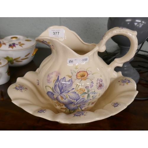 377 - Staffordshire jug together with a bowl