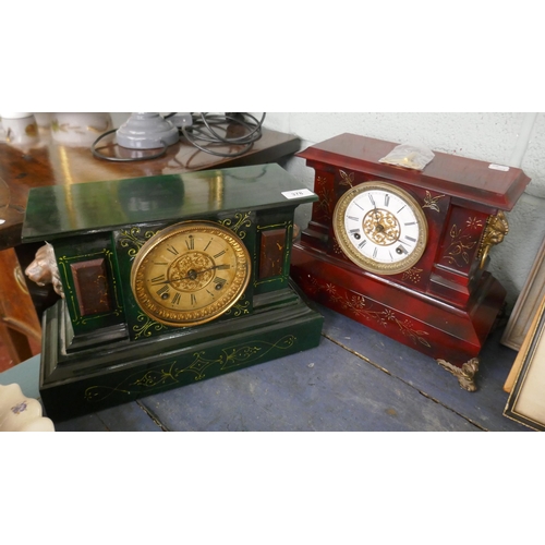 378 - 2 Ansonia mantle clocks