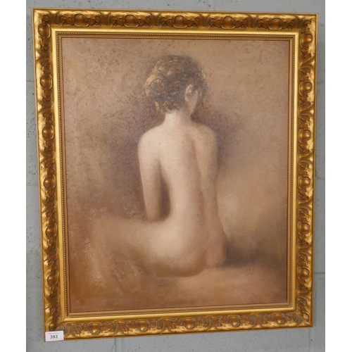 393 - Large painting of a nude - Approx image size: 50cm x 59cm