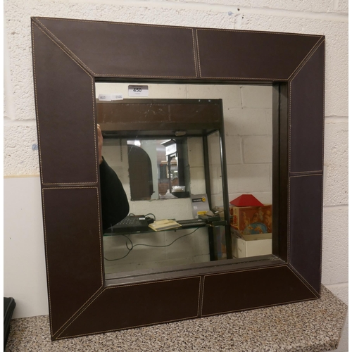 450 - Faux brown leather mirror