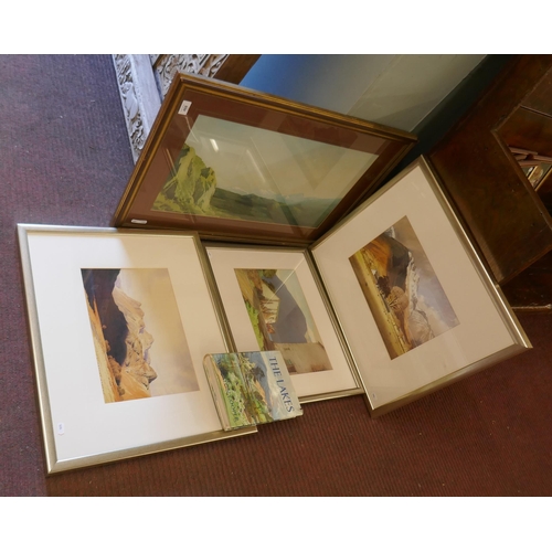 468 - 4 x W. Heaton Cooper prints together with signed copy of The Lakes book