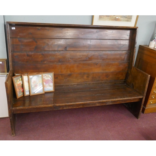 469 - Early part elm settle - Approx size: W: 183cm D: 61cm H: 130cm