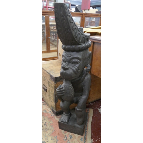 483 - Large African wooden carved fertility figure - Approx height: 92cm