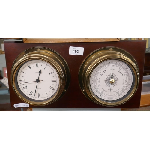 493 - Ships clock and barometer