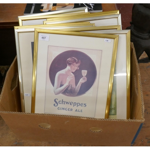 497 - 11 framed Schweppes advertising prints