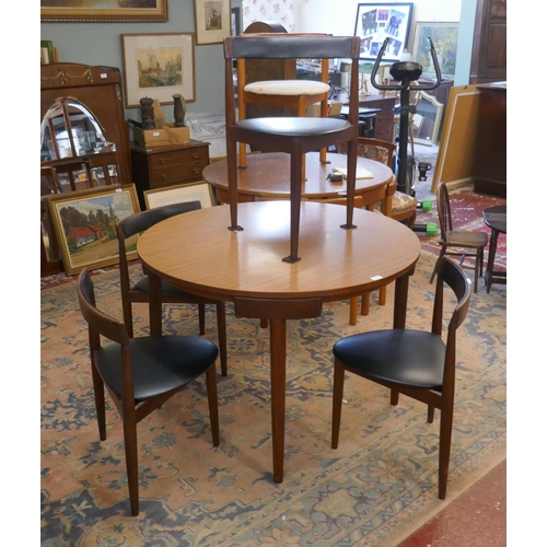 501 - Danish Mid-century Hans Olsen Frem Rojle Roundette teak dining table & chairs