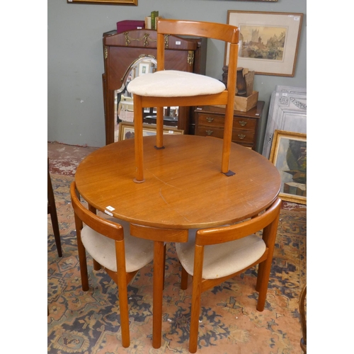 502 - Mid century Danish dining table and 4 chairs