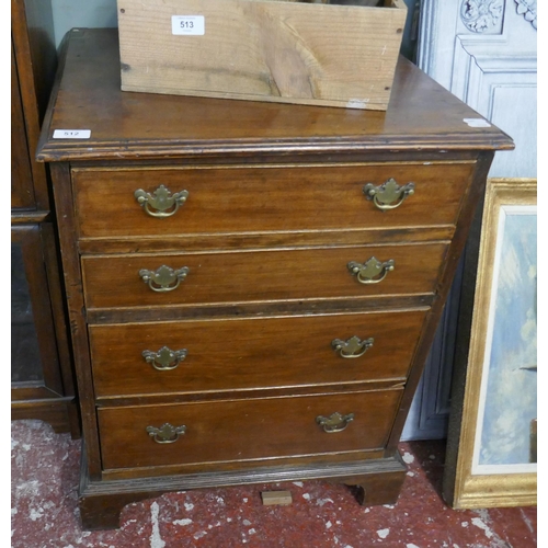 512 - Small antique mahogany chest of 4 drawers - Approx size: W: 54cm D: 49cm H: 69cm