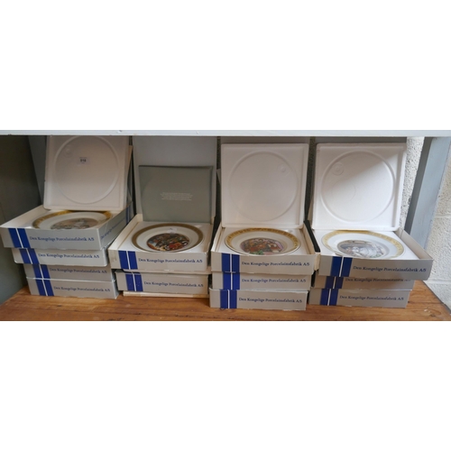 518 - Royal Copenhagen Fairytale set of 12 plates in boxes together with stands