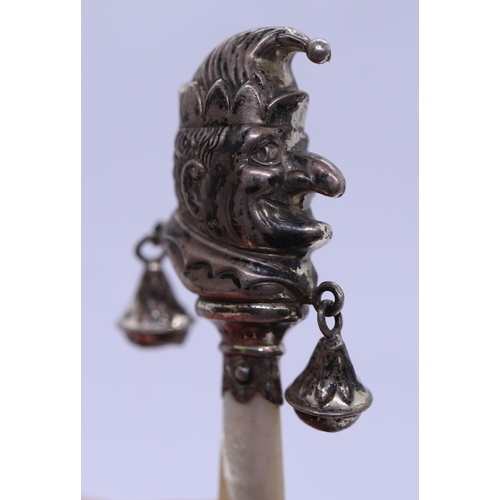15 - Antique silver Mr. Punch rattle