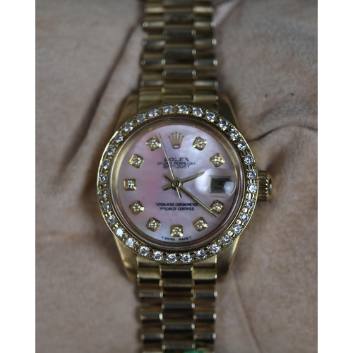 178 - 18ct gold Rolex Datejust 26mm automatic model 6917 President bracelet with box and papers