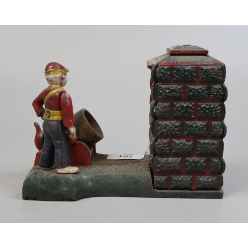 201 - Cast iron novelty money box - Artillery bank