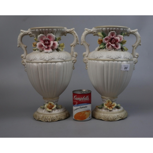 207 - Pair of Capo di Monte vases - Approx height: 32cm