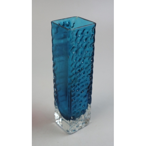 236 - The White Friars turquoise and clear glass vase together with a cranberry glass vase